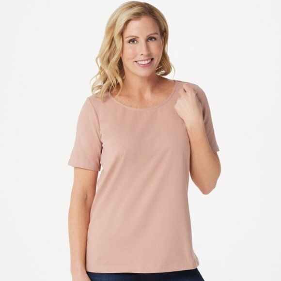 NWOT Joan Rivers Wardrobe Builders Scoop-Neck Knit Tee | Size XXS - Picture 1 of 7